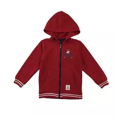 Buy Red Hoodie 5-6 Years Red Black Full Zipper And White Stripy Hem • 5£