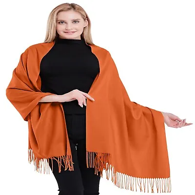 Buy Orange 100% Cashmere Shawl Pashmina Scarf Wrap Face Cover Hand Made In Nepal NEW • 119.99£