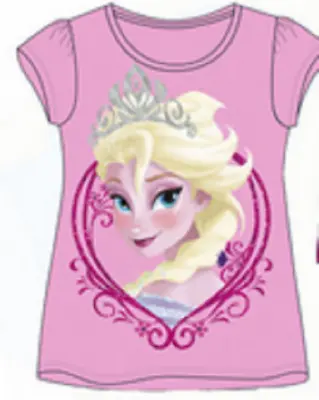Buy Disney Frozen Girl’s T-Shirt Character Print Short Sleeve Cotton Tops 7-8 Years • 3.99£
