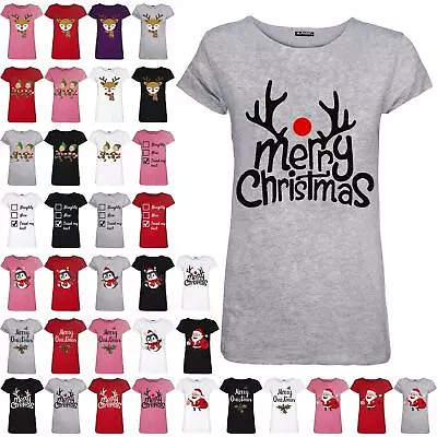 Buy Womens Ladies Basic Cap Sleeve Christmas Printed Xmas Baggy Stretchy T Shirt Top • 5.49£