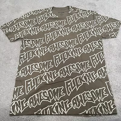 Buy Fucking Awesome All Over Print Olive T Shirt Large • 75£