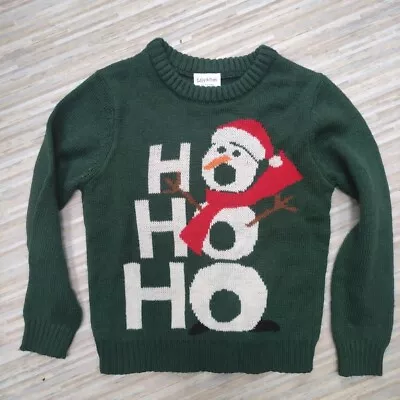 Buy Lily & Dan Christmas Jumper Age 5-6 Yrs Sweater Ho Ho Ho Snowman Green 110-116cm • 3.99£