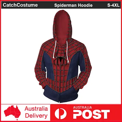 Buy Spiderman Hoodie 3D Printed Zipper Sweatshirt Adult Teens Cosplay Costume Jacket • 24.90£