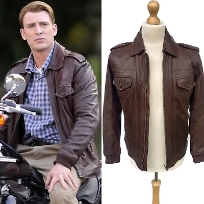 Buy Captain America Steve Rogers MCU Marvel Avengers Leather Jacket Costume Outfit • 280£