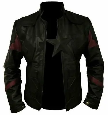Buy Captain America Motorbike Original Cowhide Leather Jacket With CE Protections • 164.77£