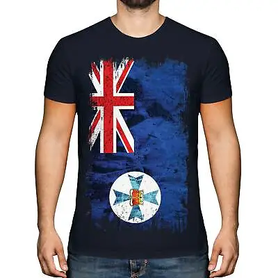 Buy Queensland Grunge Flag Mens T-shirt Tee Top Gift Shirt Clothing Jersey • 11.95£
