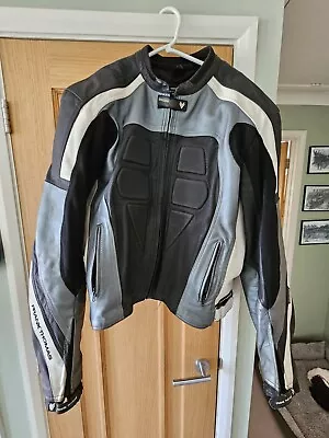 Buy Frank Thomas FTL280 Black Silver Leather Bike Jacket  Size 46 Armour • 49.99£