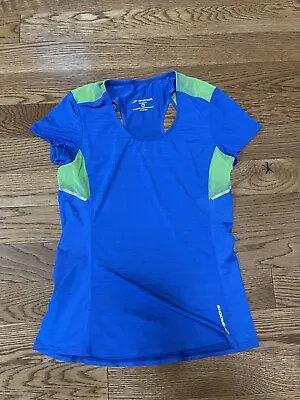 Buy Brooks Equilibrium Women's Sz M Short Sleeve Running Athletic Active Shirt Blue • 12.15£