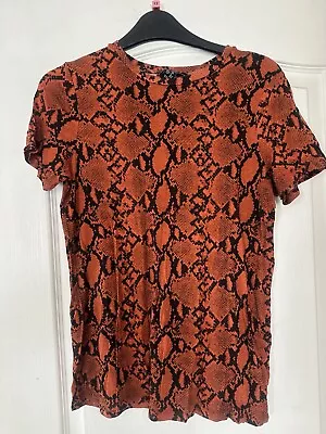 Buy Rusty Orange Snake Print T-shirt Top From New Look Size 10 Petite • 2£