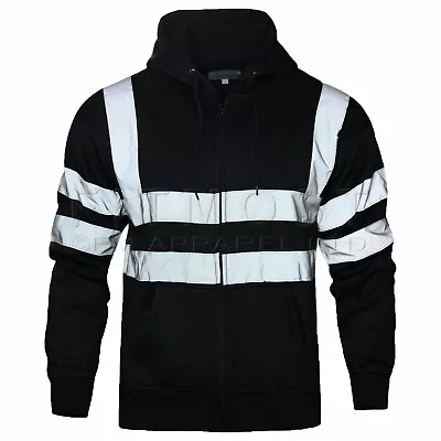 Buy Hi Viz Vis High Visibility Jacket Hoodie Work Zip Hooded SweatShirt Fleece SMLXL • 19.95£