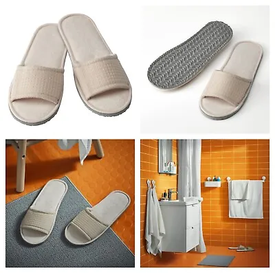 Buy New Modern SKOVELSJÖN Men's Soft Slippers Home Bathroom Non Slip Beige L/XL New • 8.46£