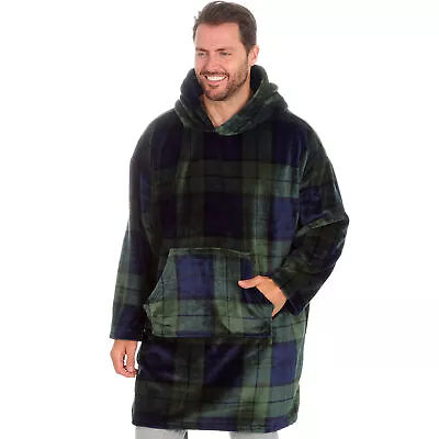 Buy Mens Oversized Blanket Hoodie Fleece Wearable Blanket With Hood Tartan Check UK • 20.99£