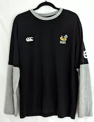Buy London Wasps Rugby TShirt Double Sleeved Cantebury Magners Black/Grey Large • 10.99£
