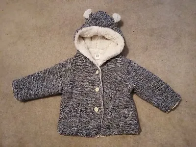 Buy Baby Gap Navy & White Hooded Coat/jacket 6-12 Months • 5£