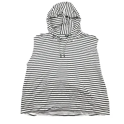Buy Eleventy White Navy Striped Cotton Blend Womens Sleeveless Hoodie Sz XL NWT $395 • 57.90£