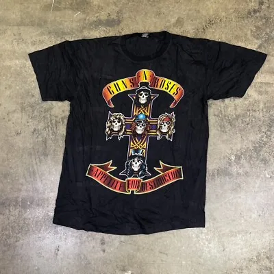 Buy Guns And Roses T-Shirt Y2K Music Graphic Band Tour Tee, Black, Mens XL • 25£