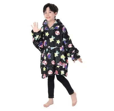 Buy Super Mario Bros Kids Winter Oversized Fleece Hoodie (7-13 Y) Blanket • 14.99£