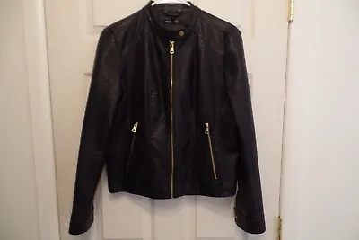 Buy Baccini WOMENS Black Full Zip Waist Length Faux Leather Jacket READ • 25.61£