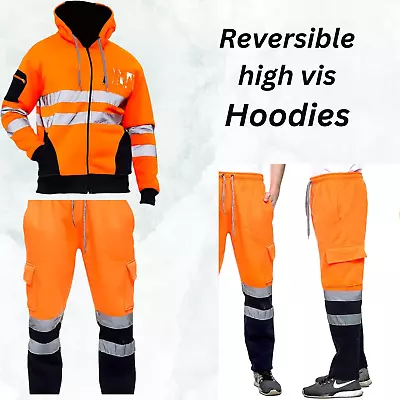 Buy Soft High Vis Orange Hoodie For Men And Comfortable Hi Vis Jumper Jacket For Men • 17.97£