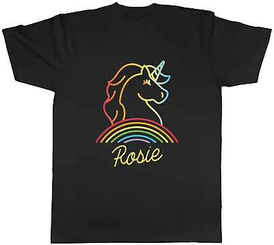 Buy Personalised Unicorn Rainbow Mens T-Shirt Any Name Unisex Tee Gift • 8.99£