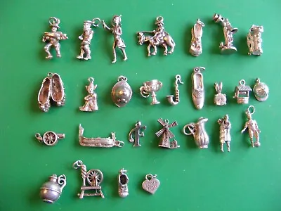 Buy H) Vintage Sterling Silver Charms Charm Boat Shoe Train Canon Slippers Jug Pixie • 9.99£