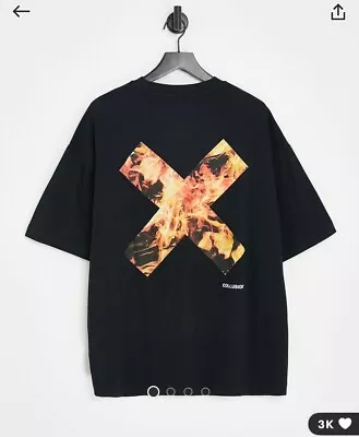 Buy Collusion Unisex T-shirt With Flame Logo With Print In Black  • 20£