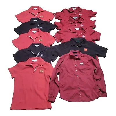 Buy Women's Polo (9) &  1 Button Up Shirts Wells Fargo Logo Black Red Size Medium • 9.42£