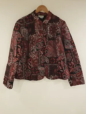 Buy Vintage Jacket Embroidered Size 16 Black Red Tapestry Paisley Smart Work Retro • 35£