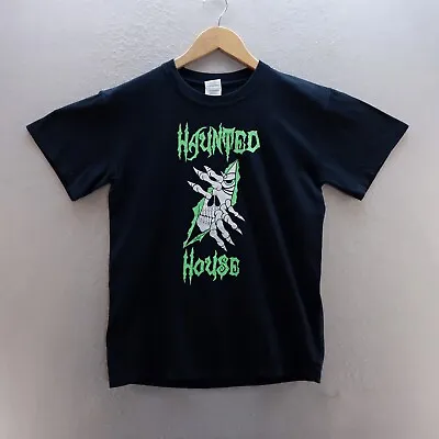 Buy Haunted House T Shirt Small Black Graphic Print Cotton Mens Gildan • 7.99£