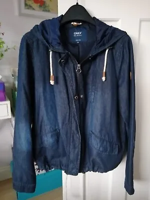 Buy Only Women's Denim Jacket With Hood Size Medium 10-12 • 15£