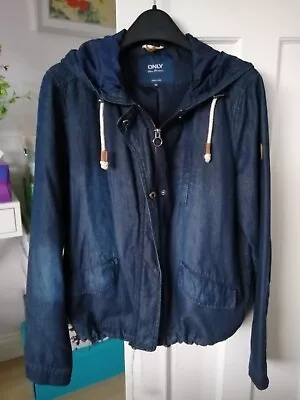 Buy Women's Spring Summer Denim Jacket With Hood By Only Size Medium 10-12 • 15£