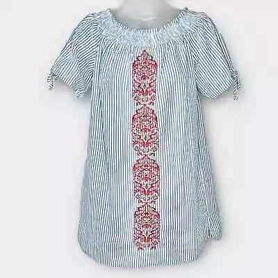 Buy MACBETH COLLECTION Embroidered Seersucker Dress Size Small Spring Summer • 27.40£