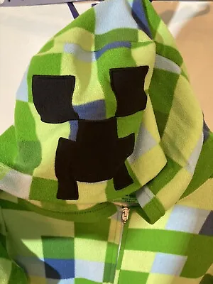 Buy Minecraft Boys Creeper Union Suit Large Pajamas Green Zip Up Hooded Long Sleeve • 7.20£