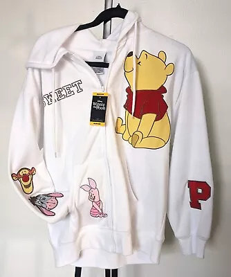 Buy Licensed Ladies Winnie The Pooh Full Zip Up Hoodie Size L White • 19£