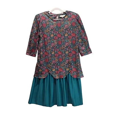 Buy Classic Apparel Dress Womens 14 Midi Green Floral Tapestry Look Modest Career • 28.32£