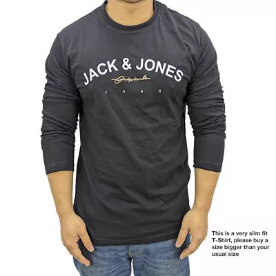 Buy Jack & Jones Mens T Shirts Long Sleeve Crew Neck Slim Fit Casual Cotton Tees NEW • 8.99£