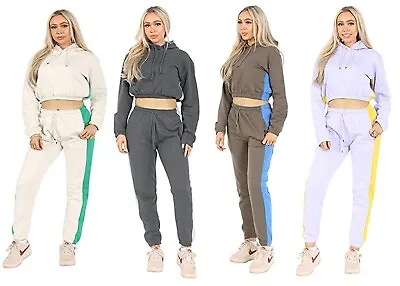 Buy Women’s Sportswear Set, 2 Pcs Women Tracksuit Hoodie Crop Top And Joggings Pants • 9.99£