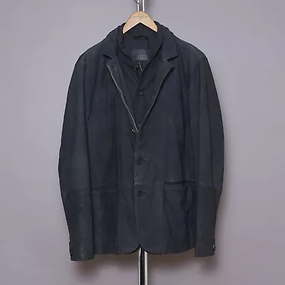 Buy ALL SAINTS DAYTON Blazer Leather Jacket XXL Mens Grey Celebrity Like Survey 2XL • 259.99£