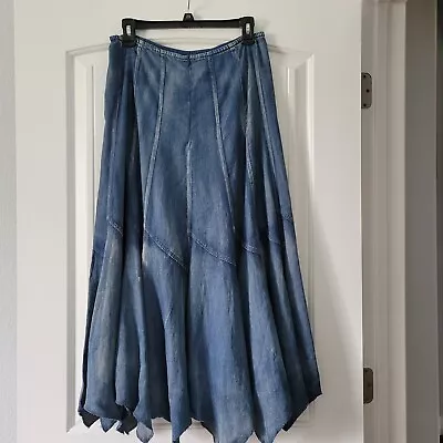 Buy Juliette Patchwork BOHO Fairy Denim Jean Maxi Skirt Womens Size 4 Blue Gypsy  • 24.01£