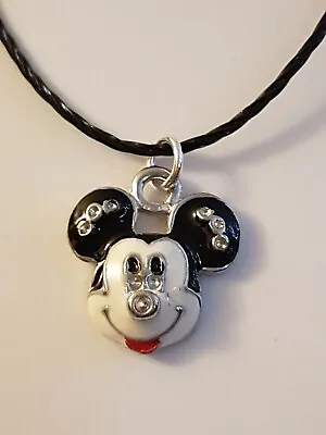 Buy 20mm Mickey Mouse Disney Cartoon Enamel Charm Pendant Necklace Cord Jewellery • 3£