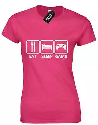 Buy Eat Sleep Game Ladies T Shirt Arcade  Nes Team Wasd Man Present New • 7.99£