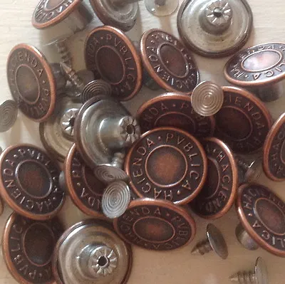 Buy Jean Buttons Metal Bronze 17mm (approx) No Sew Hammer On Denim  X 1 0 • 2£