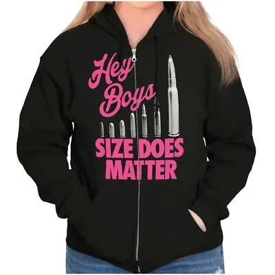 Buy Funny Size Does Matter Bullets Gun Girl 2A Womens Zip Hooded Sweatshirt Hoodie • 33.14£