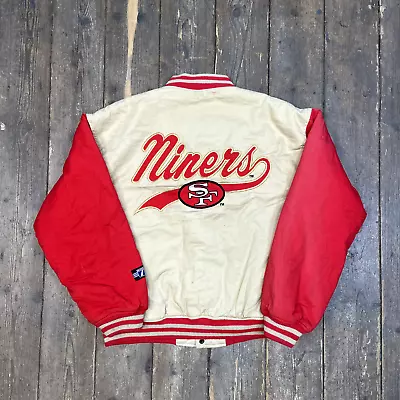 Buy San Francisco 49ers Bomber Jacket NFL USA Varsity Letterman Coat, Beige, Mens M • 85£