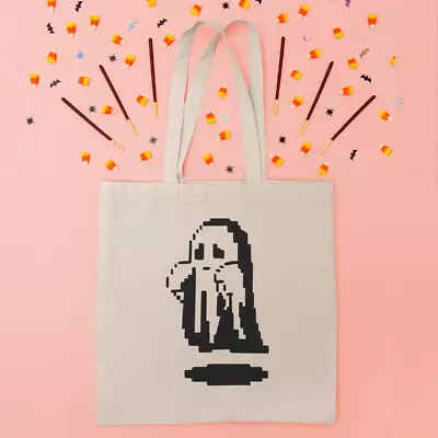 Buy Tote Bag Halloween Pixel Ghost Reusable Shopper Trick Or Treat Shopping Candy • 9.95£