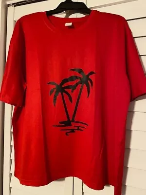 Buy Coconut Tree Print T-Shirt Casual Crew Neck Short Sleeve Plus Size XL  • 12.28£