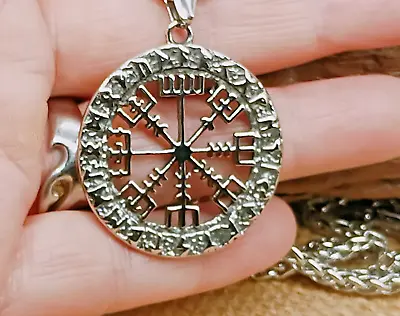 Buy Vegvisir Necklace Viking Compass Norse Runes Pendant, Vikings Protection Amulet • 12.95£