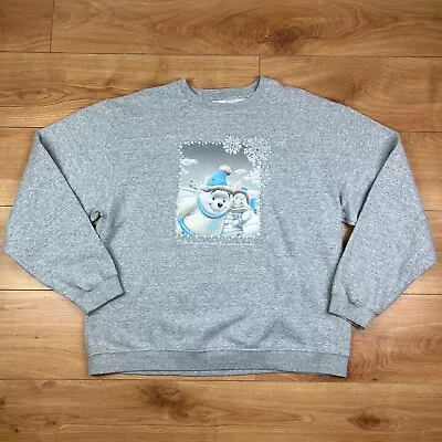 Buy Vintage Disney Winnie The Pooh Grey Xmas Winter Jumper Sweater Size L Fits XL • 24.99£