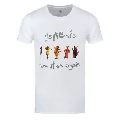 Buy Genesis T-Shirt Turn It On Again Rock Band New White Official • 14.95£