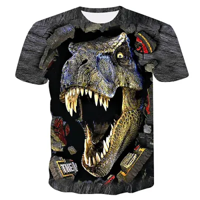 Buy Animal Dinosaur Open Mouth Casual Women Men T-Shirt 3D Print Short Sleeve Tee • 10.78£